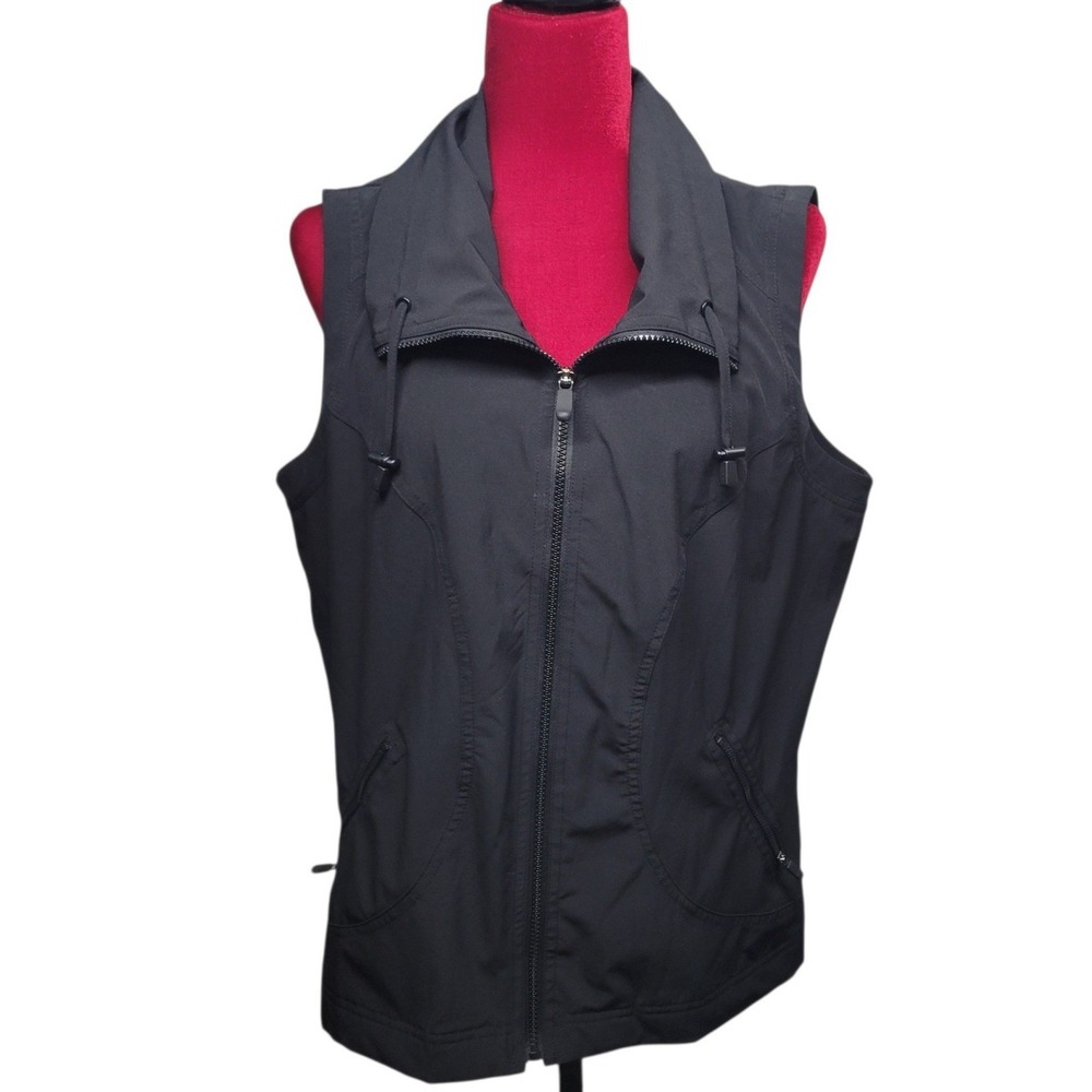 Zenergy by Chicos Women Black Full Zip Active Vest Funnel Neck Size 2X